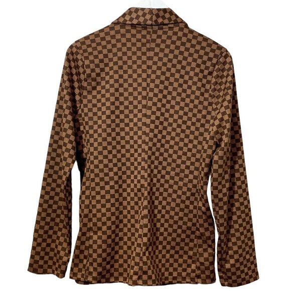 NWT Hippie Rose Jacket M/L Brown Checkerboard Stretch Knit Blazer - Picture 4 of 14
